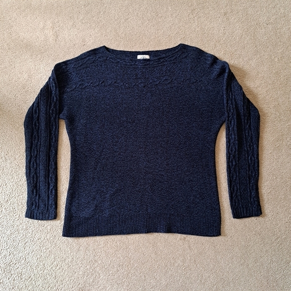 St. John's Bay Knit Sweater Women's Size Medium Blue Black Cable Acrylic Top - Picture 12 of 13